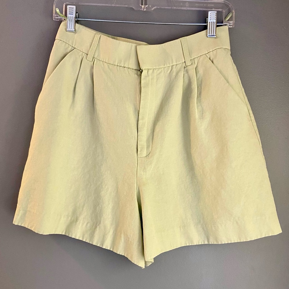 Zara Pale Green High Waist Shorts Sz M